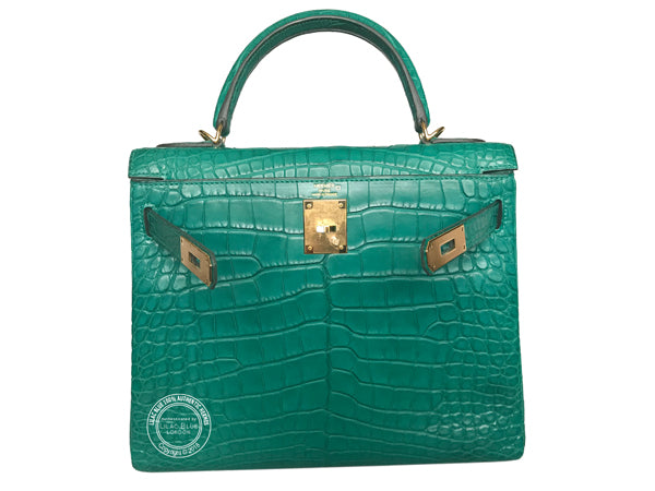 Hermès Kelly 28cm Malachite Alligator GHW