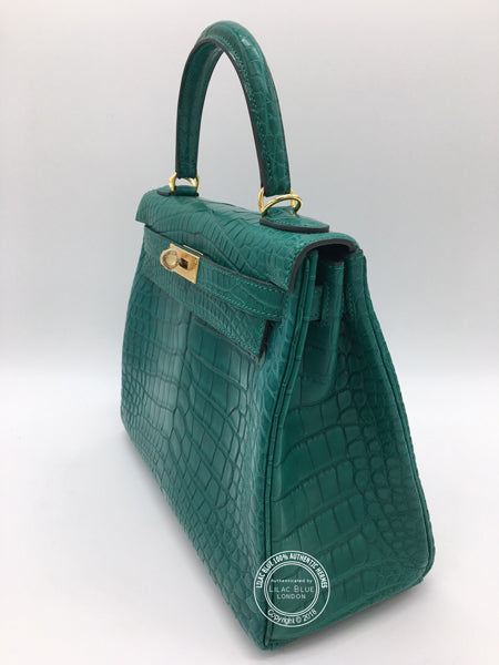 Hermès Kelly 28cm Malachite Alligator GHW