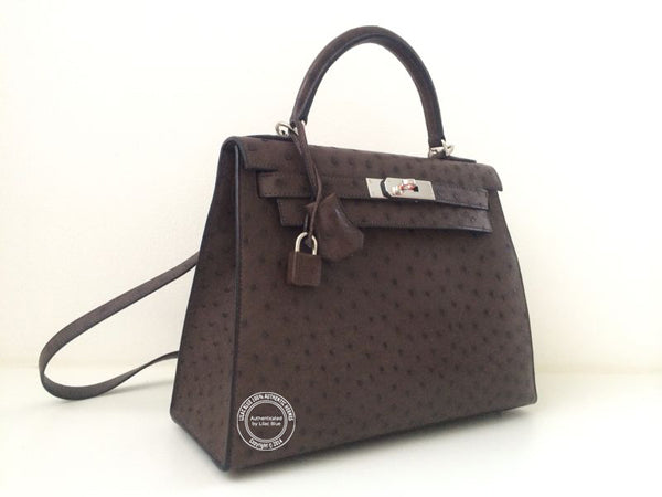 Hermès Kelly 28cm Marron Ostrich PHW