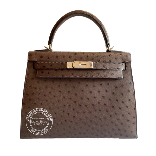 Hermès Kelly 28cm Marron Ostrich PHW