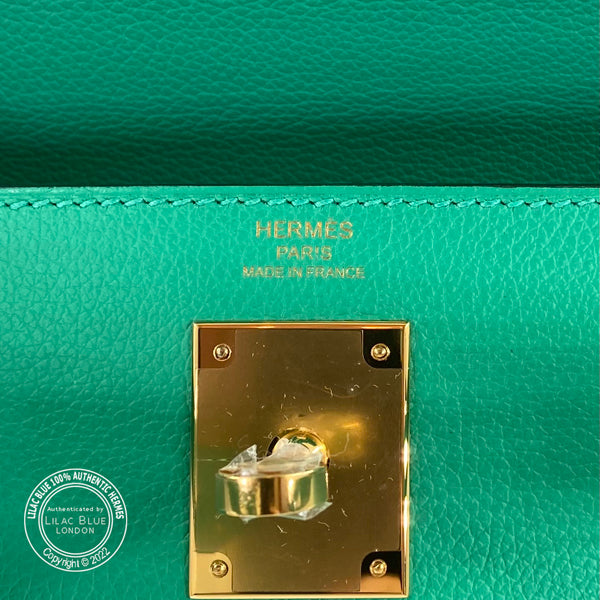 Hermès Kelly 28cm Menthe Evercolor GHW