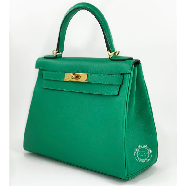 Hermès Kelly 28cm Menthe Evercolor GHW