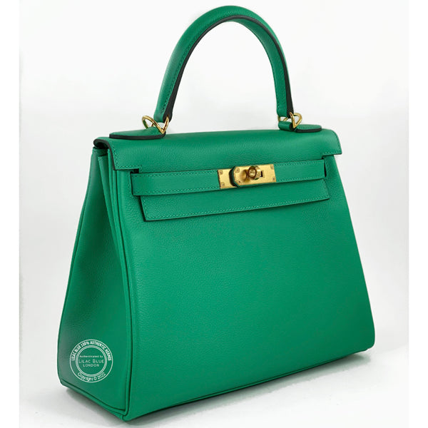 Hermès Kelly 28cm Menthe Evercolor GHW