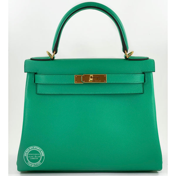 Hermès Kelly 28cm Menthe Evercolor GHW
