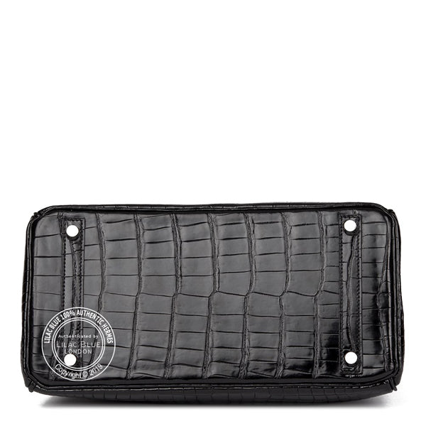 Hermès Birkin 30cm Black Shiny Croc PHW - Preloved