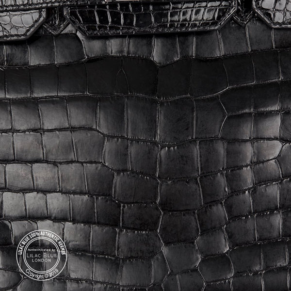 Hermès Birkin 30cm Black Shiny Croc PHW - Preloved