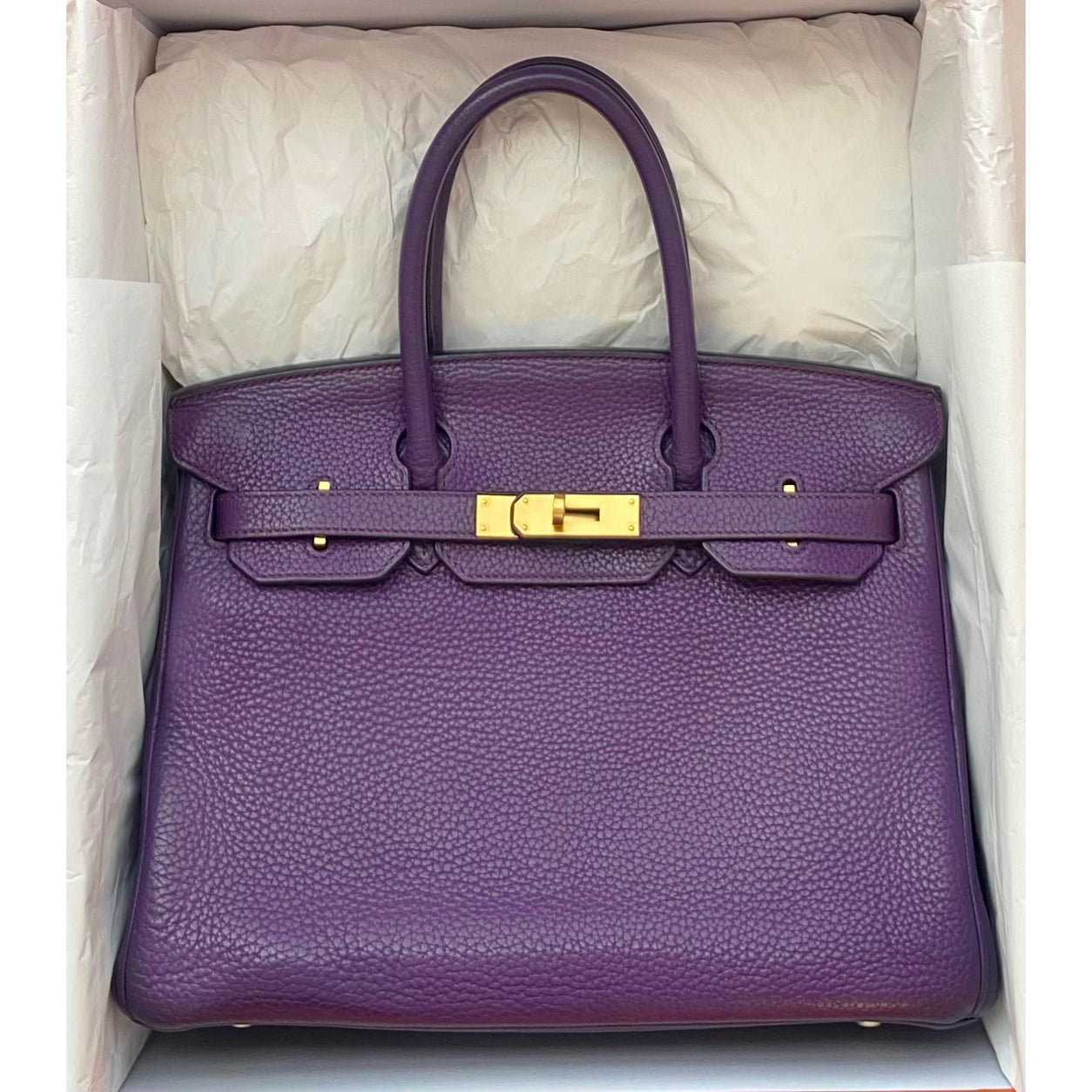 Hermes Birkin 30cm Cassis Clemence GHW - Preloved