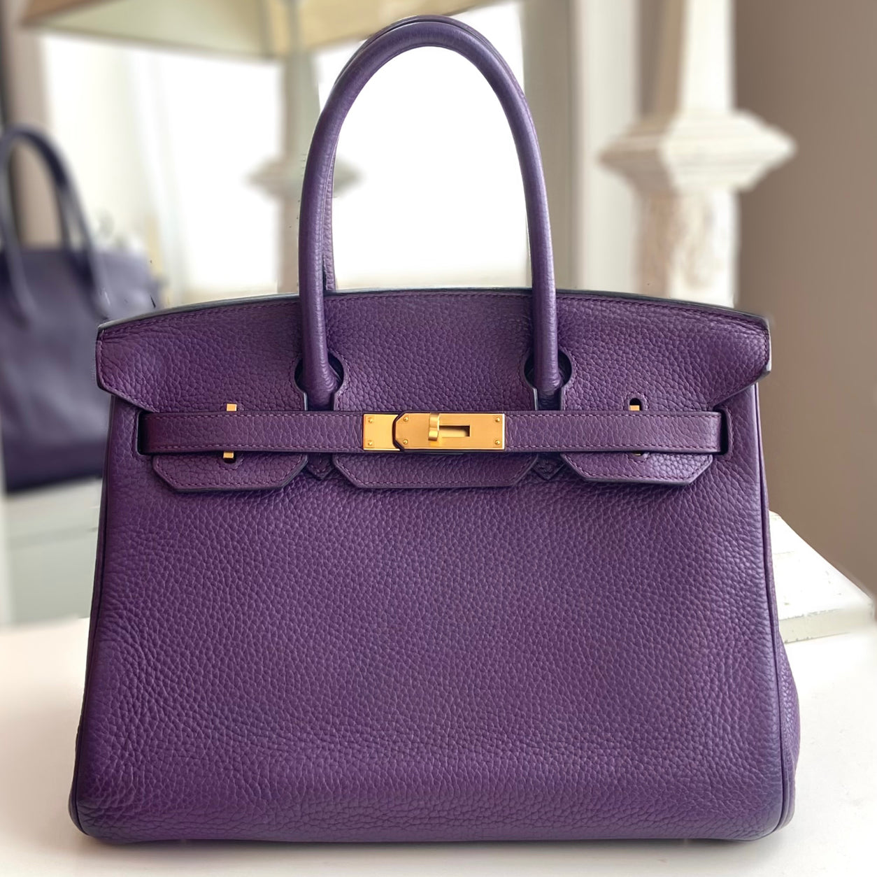 Hermes Birkin 30cm Cassis Clemence GHW - Preloved