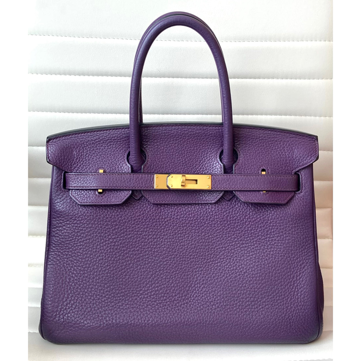 Hermes Birkin 30cm Cassis Clemence GHW - Preloved