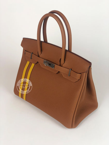 Hermès Birkin 30cm Gold/Jaune Ambre Officier Togo/Swift PHW