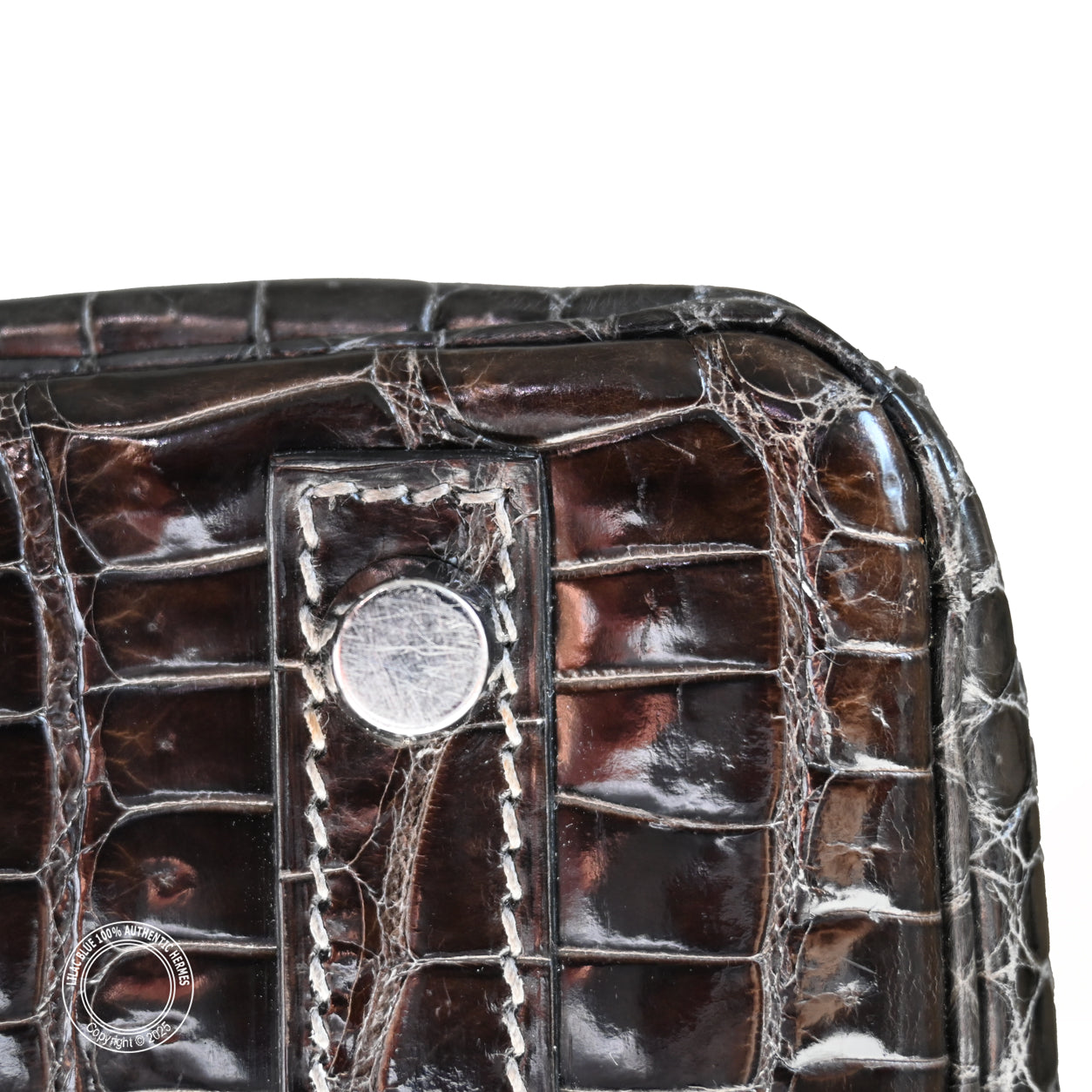 Hermès Birkin 30cm Graphite Shiny Croc PHW - Preloved