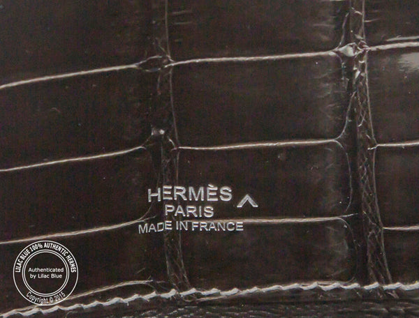 Hermès Kelly 31cm Graphite Cut Pochette Shiny Croc PHW