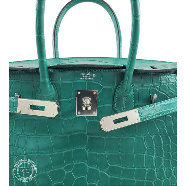 Hermès Birkin 30cm Malachite Matte Alligator PHW