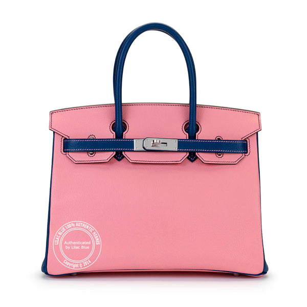 Hermès Birkin 30cm Rose Confetti/Navy Blue Chèvre PHW