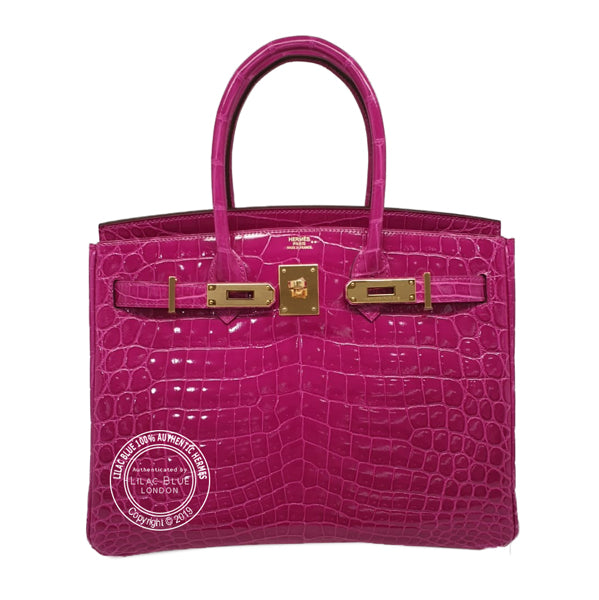 Hermès Birkin 30cm Rose Scheherazade Shiny Croc GHW