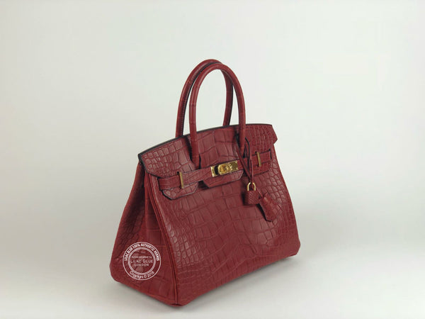 Hermès Birkin 30cm Rouge H/Orange Poppy Verso. Matte Alligator GHW
