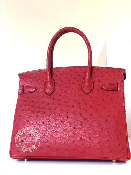Hermes Birkin 30cm Rouge Vif Ostrich GHW