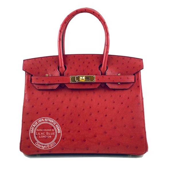 Hermes Birkin 30cm Rouge Vif Ostrich GHW
