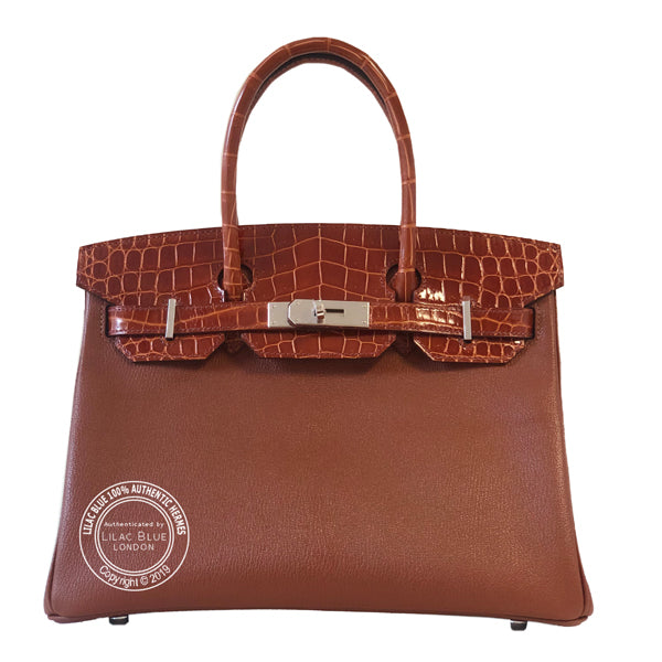Hermès Birkin 30cm Noisette/Etrusque Touch Shiny Croc/Chevre GHW