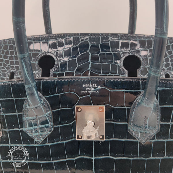 Hermès Birkin 30cm Vert Rousseau Sellier Shiny Croc BPHW