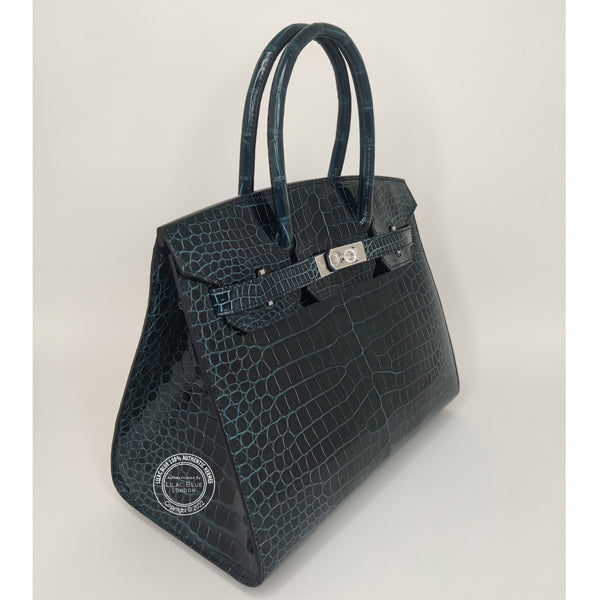 Hermès Birkin 30cm Vert Rousseau Sellier Shiny Croc BPHW
