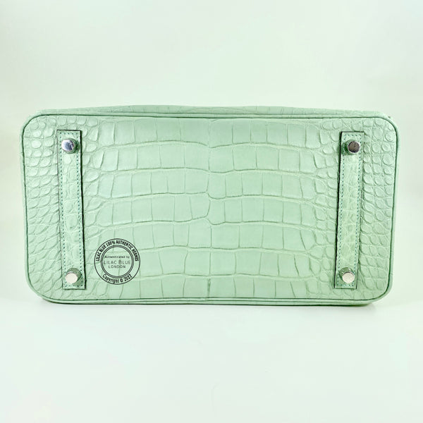 Hermès Birkin 30cm Vert d'Eau Matte Alligator PHW