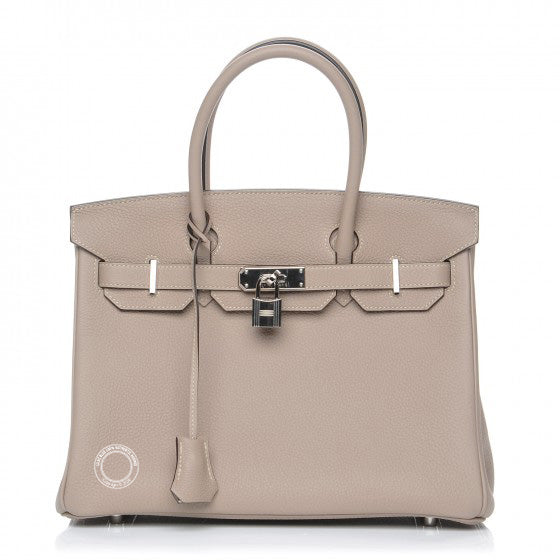 Hermès Birkin 30cm Gris Tourterelle Clemence PHW - Preloved