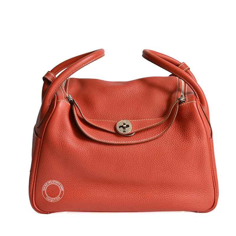 Hermès Lindy 30cm Sanguine Clemence PHW - Preloved