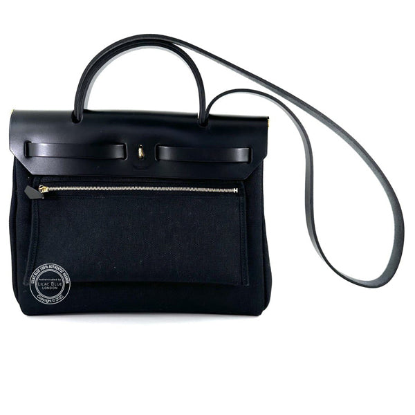 Hermès Herbag 31cm Black Swift/Toile GHW - As New