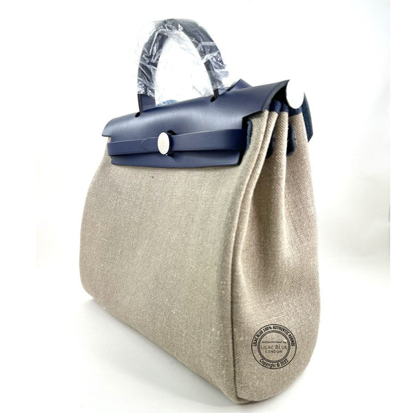 Hermes Herbag 31cm Bleu Saphir Swift/Toile PHW
