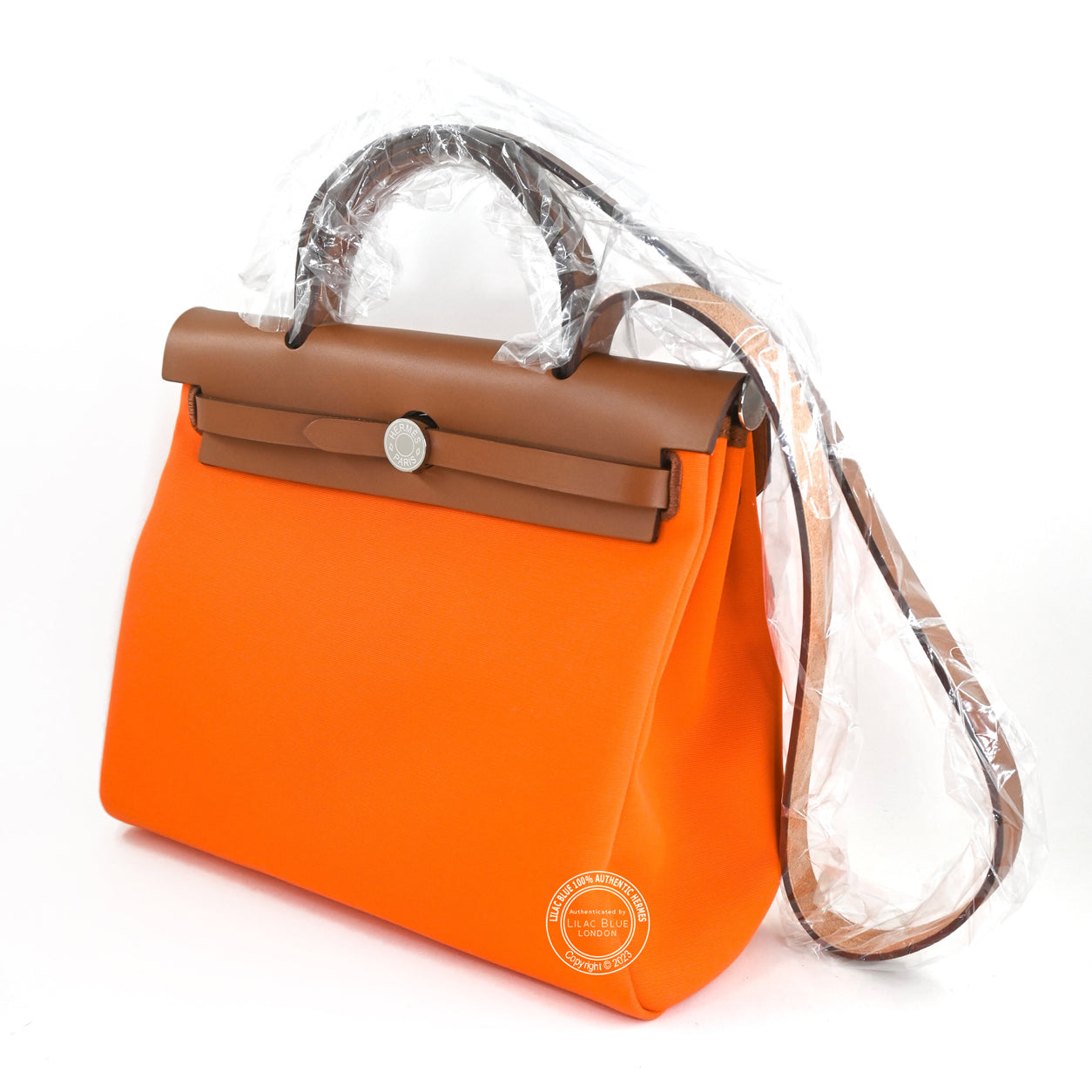 Hermes Herbag 31cm Orange Minium Hunter/Toile PHW