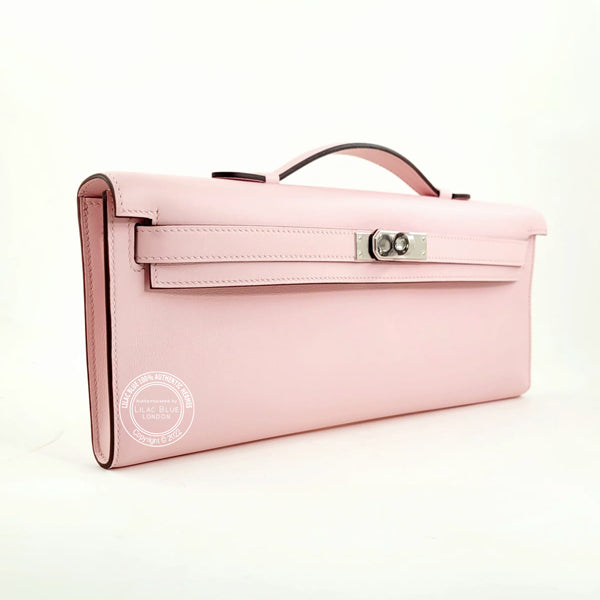 Hermès Kelly 31cm Rose Sakura Cut Pochette Swift PHW