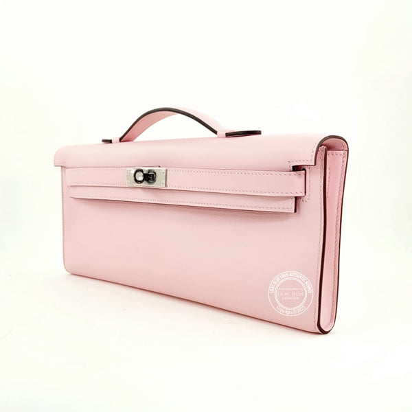 Hermès Kelly 31cm Rose Sakura Cut Pochette Swift PHW