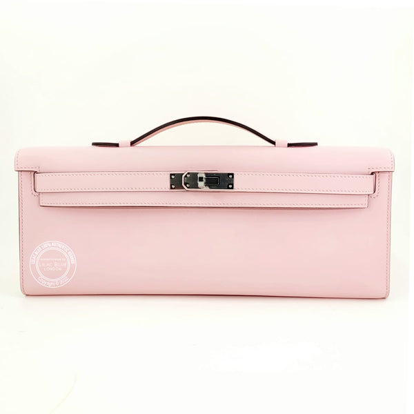 Hermès Kelly 31cm Rose Sakura Cut Pochette Swift PHW