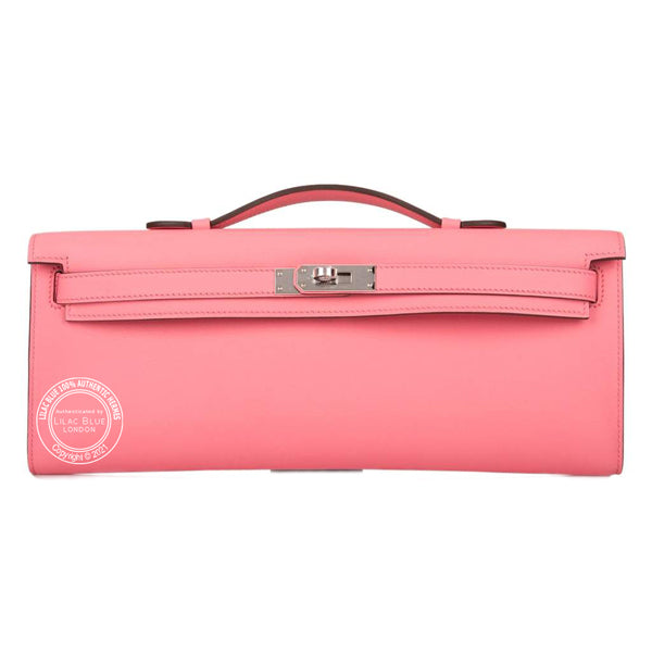 Hermès Kelly 31cm Rose d'Ete Cut Pochette Swift PHW