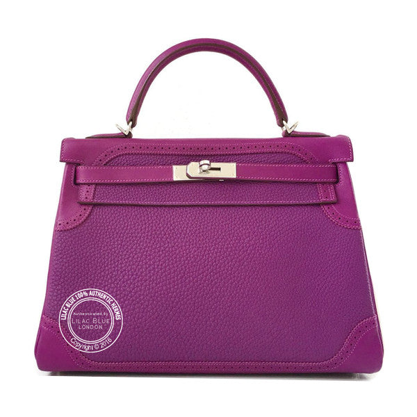 Hermès Kelly 32cm Anemone Ghillies Togo PHW