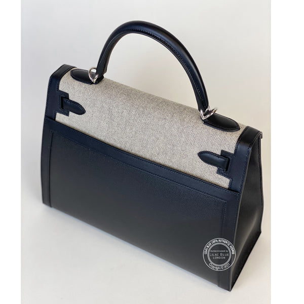 Hermès Kelly 32cm Black Toile Berline Swift PHW