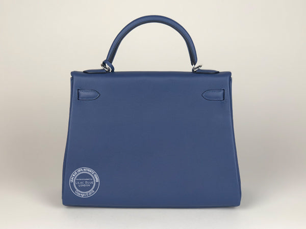 Hermès Kelly 32cm Bleu Brighton/Capucine Verso Evercolor PHW