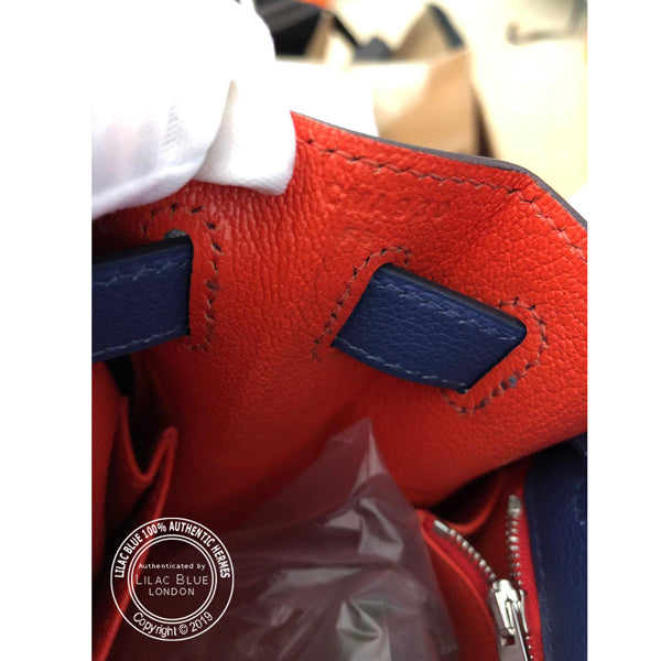 Hermès Kelly 32cm Bleu Brighton/Capucine Verso Evercolor PHW