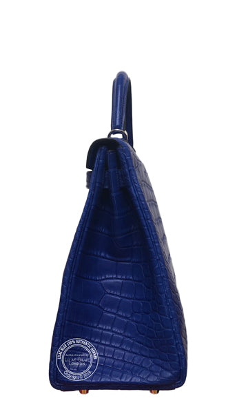 Hermès Kelly 32cm Bleu Electrique Matte Alligator PHW