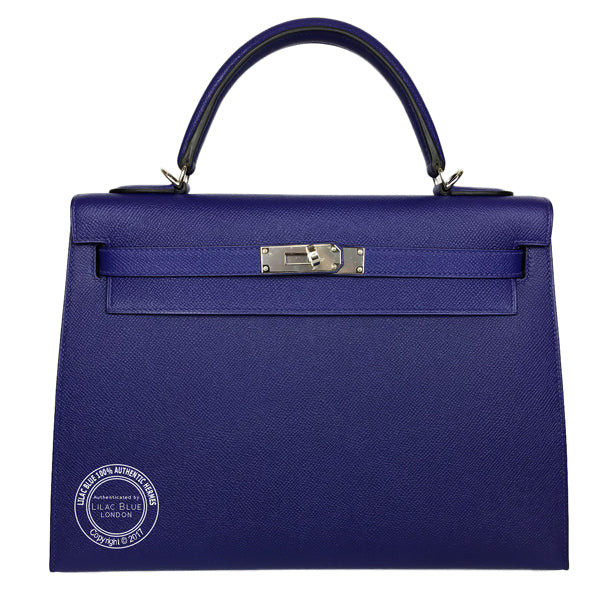 Hermès Kelly 32cm Bleu Electrique Epsom PHW