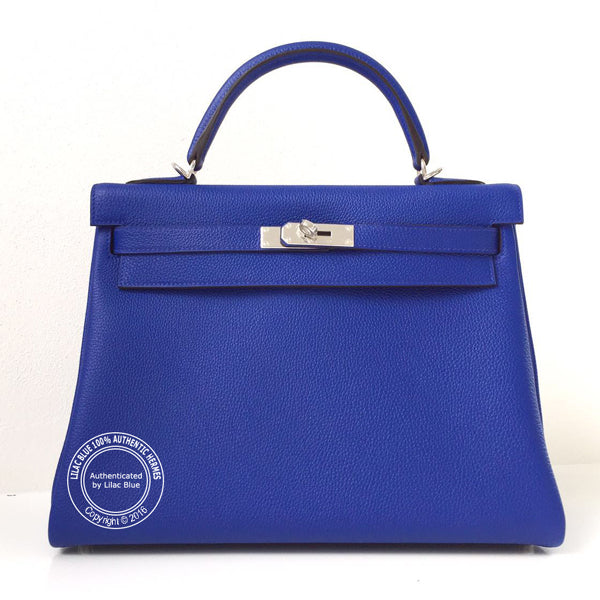 Hermès Kelly 32cm Bleu Electrique Togo PHW