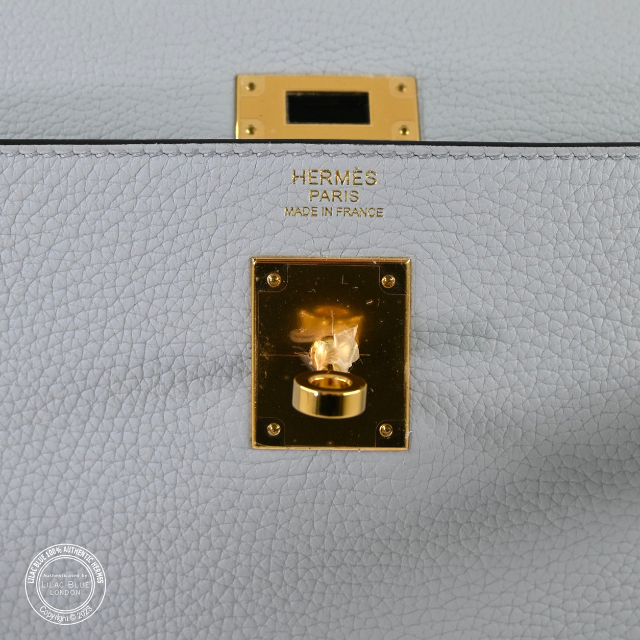 Hermès Kelly 32cm Bleu Pale Clemence GHW