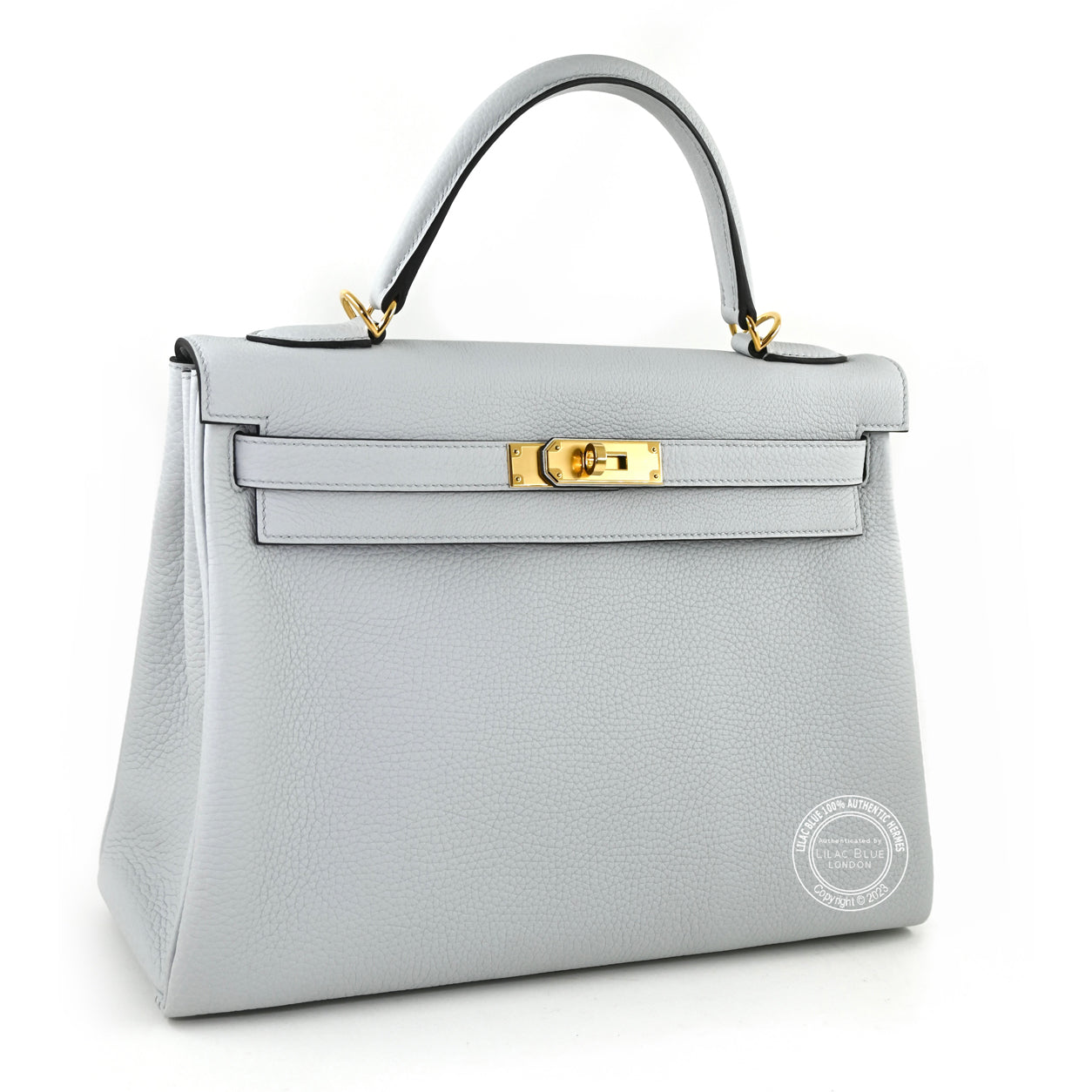 Hermès Kelly 32cm Bleu Pale Clemence GHW