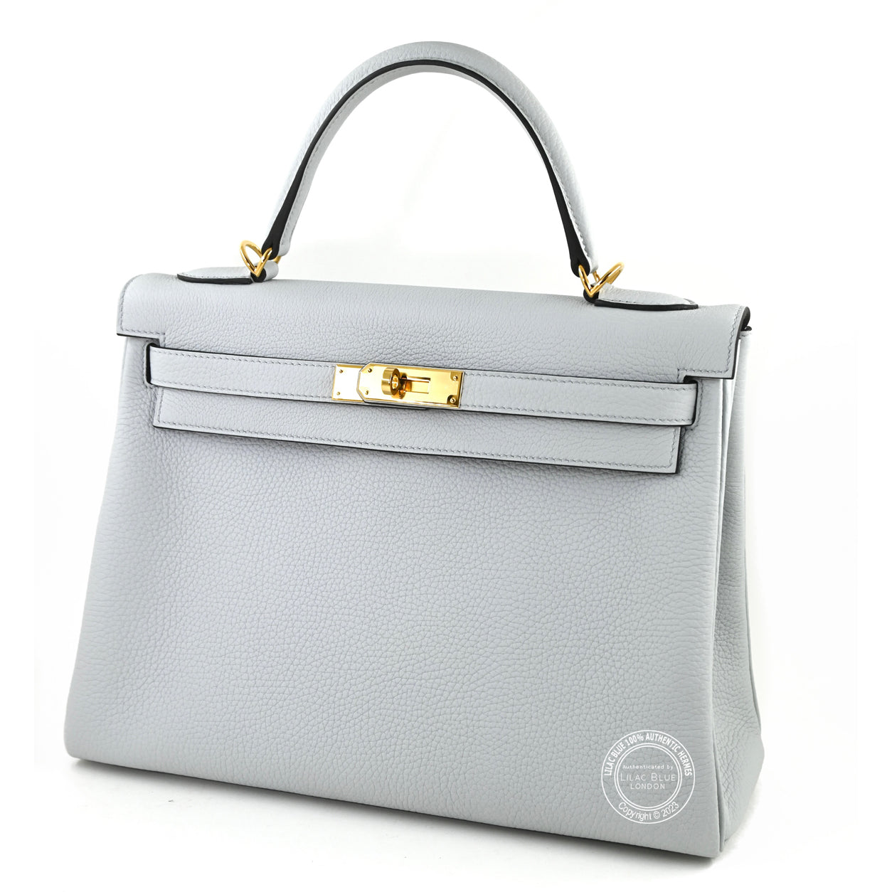 Hermès Kelly 32cm Bleu Pale Clemence GHW
