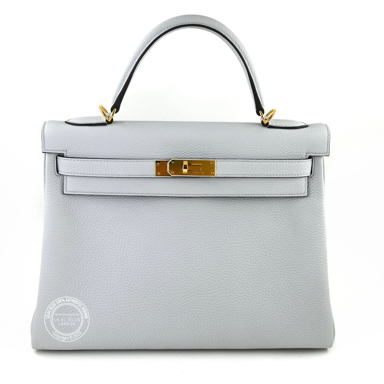 Hermès Kelly 32cm Bleu Pale Clemence GHW