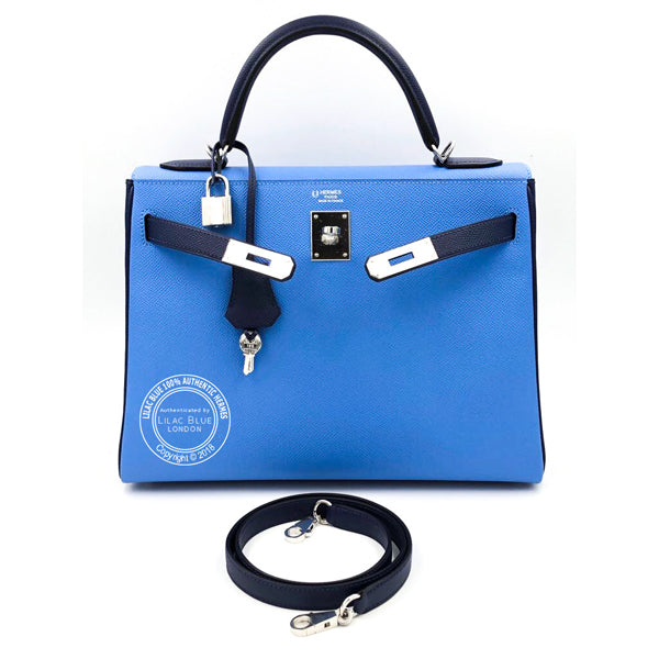 Hermès Kelly 32cm Bleu Paradis/Bleu Saphir HSS Epsom PHW