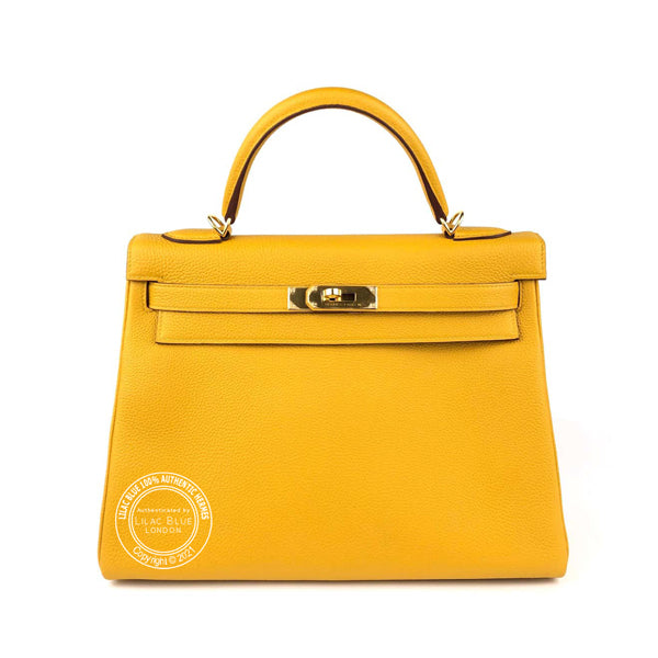 Hermès Kelly 28cm Jaune Ambre Togo GHW