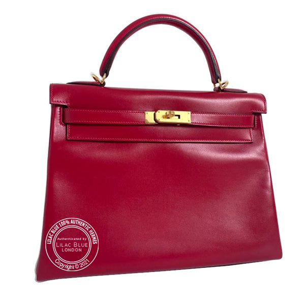 Hermès Kelly 32cm Rouge Vif Tadelakt GHW