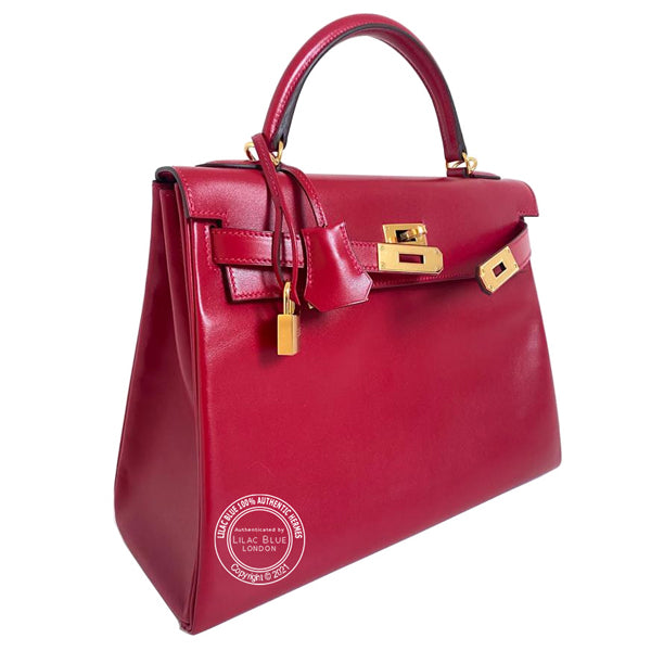 Hermès Kelly 32cm Rouge Vif Tadelakt GHW
